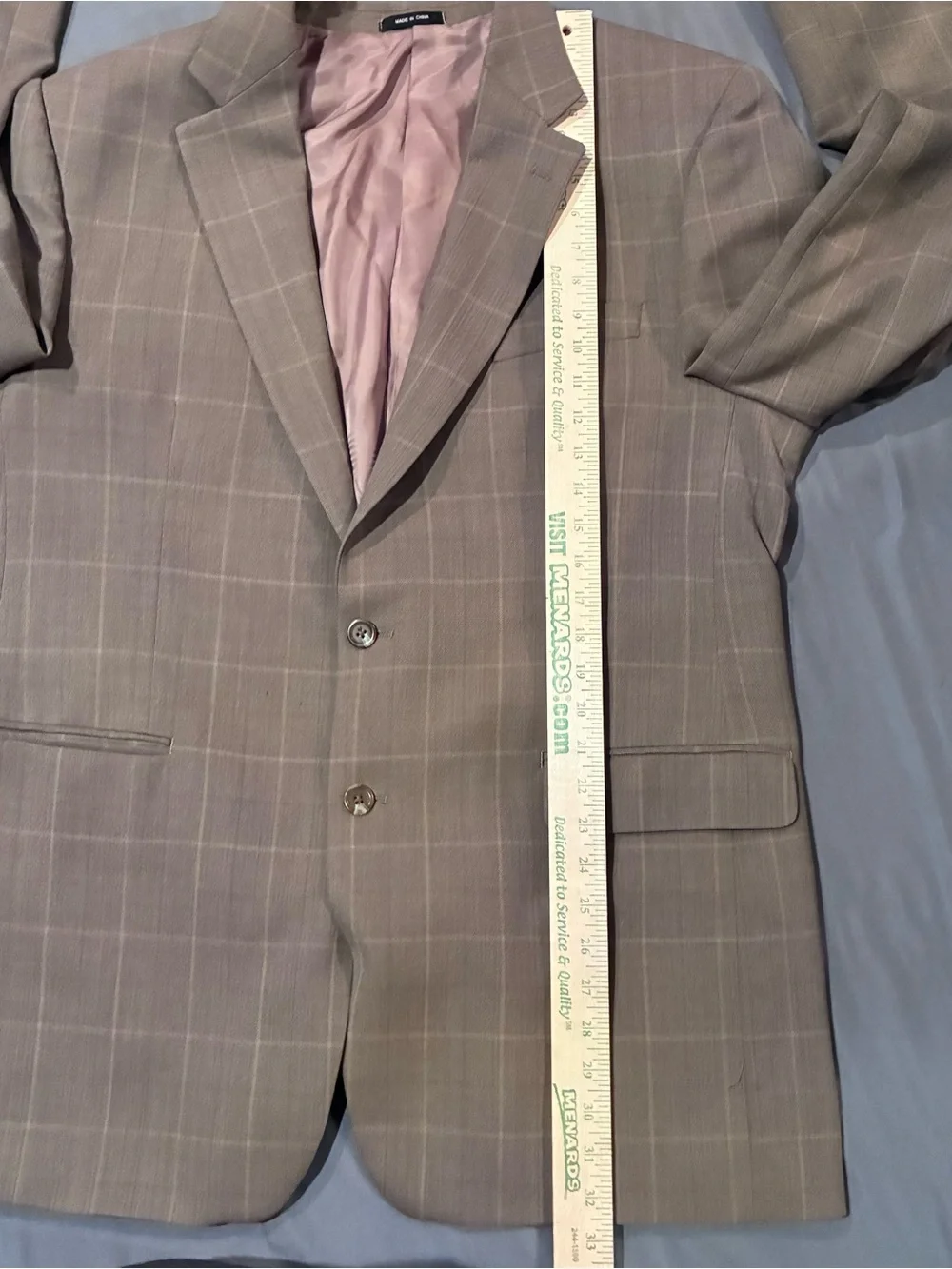 Ralph Lauren Silk Wool Windowpane Plaid Sport Coat Blazer Tan 44L